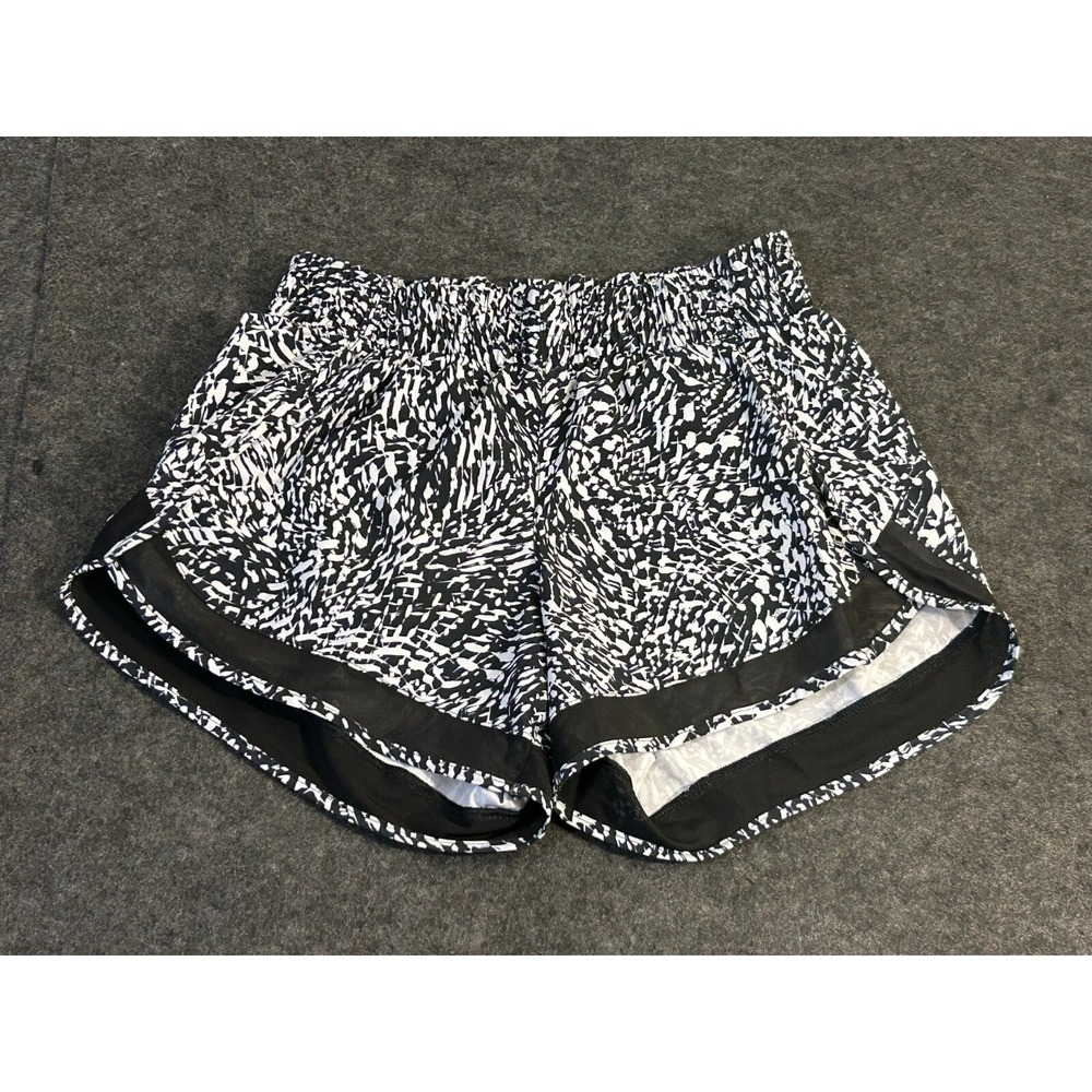 Athleta Black and White Speckle Printed Mesh Racer Run Short‎ 4" Size XXSmall
